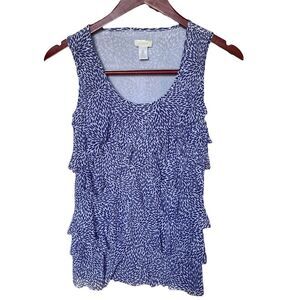 Chico's Tank Top Women's Small 32x22.5 Inch Purple White Tier Ruffle Top Stretch